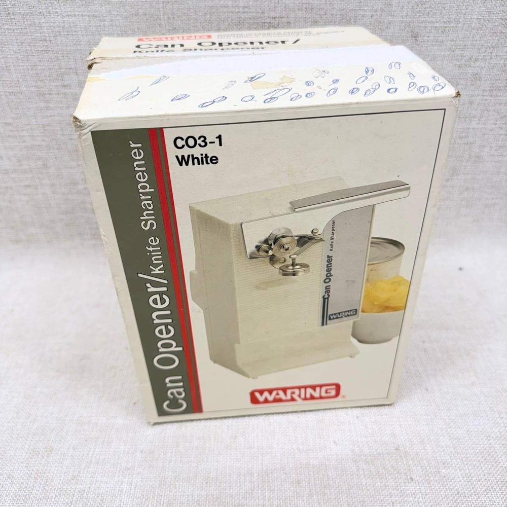 Waring CO3-1 Electric Can Opener Knife Sharpener White Vintage New In Box